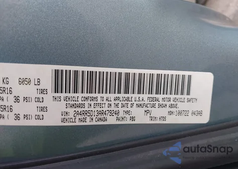 2010 Chrysler Town & Country Touring из США, поврежденный, VIN 2A4RR5D13AR479240